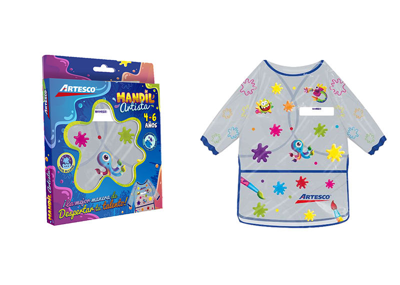 DELANTAL PLASTICO ARTISTA 4 - 6 AÑOS MANGA LARGA